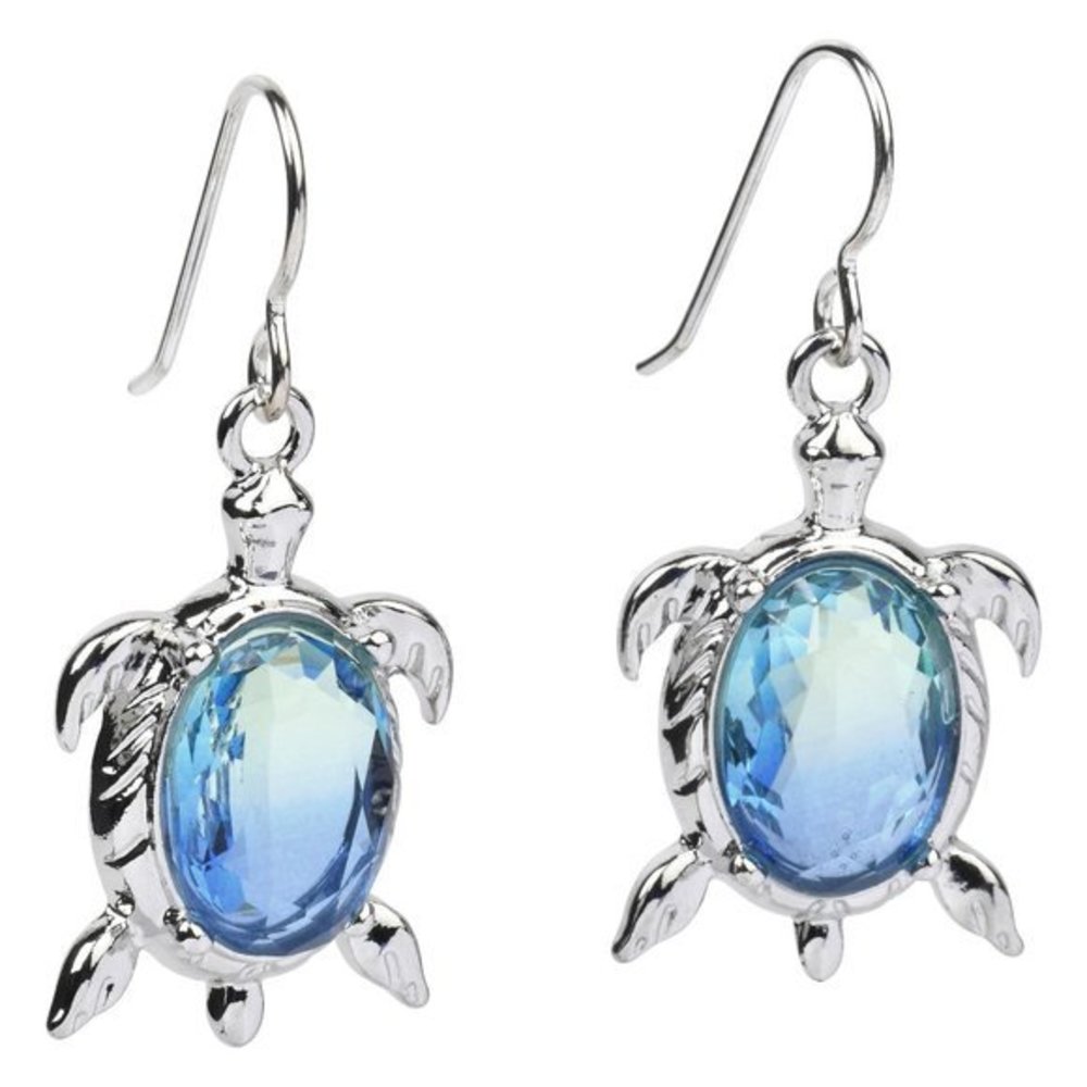 Blue Sea Turtle Earrings Sterling Silver Hypoallergenic Wires for Womens Girls
